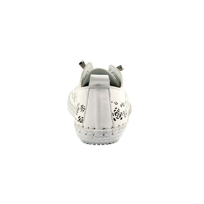 White - Back - Lunar Womens-Ladies Bamburgh Leather Plimsolls