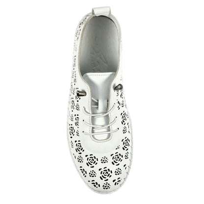 White - Lifestyle - Lunar Womens-Ladies Bamburgh Leather Plimsolls
