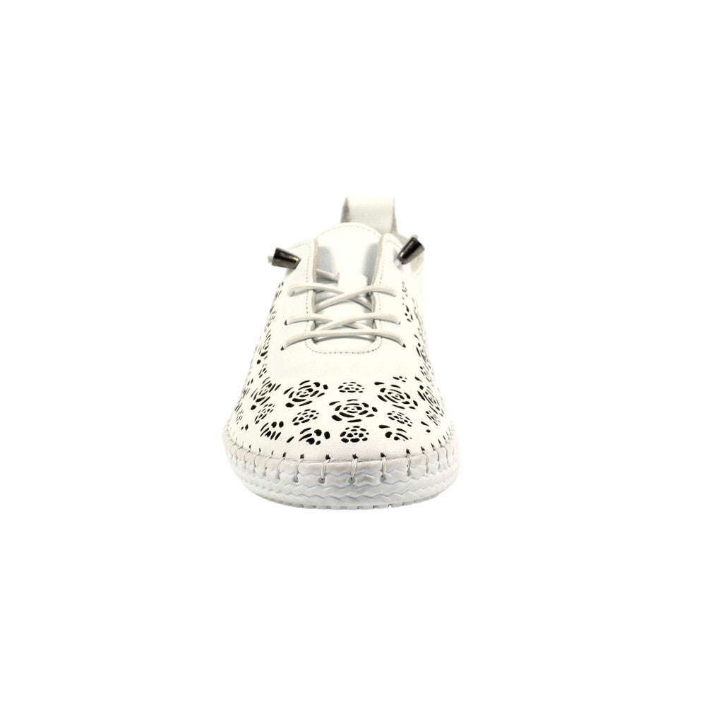 White - Pack Shot - Lunar Womens-Ladies Bamburgh Leather Plimsolls