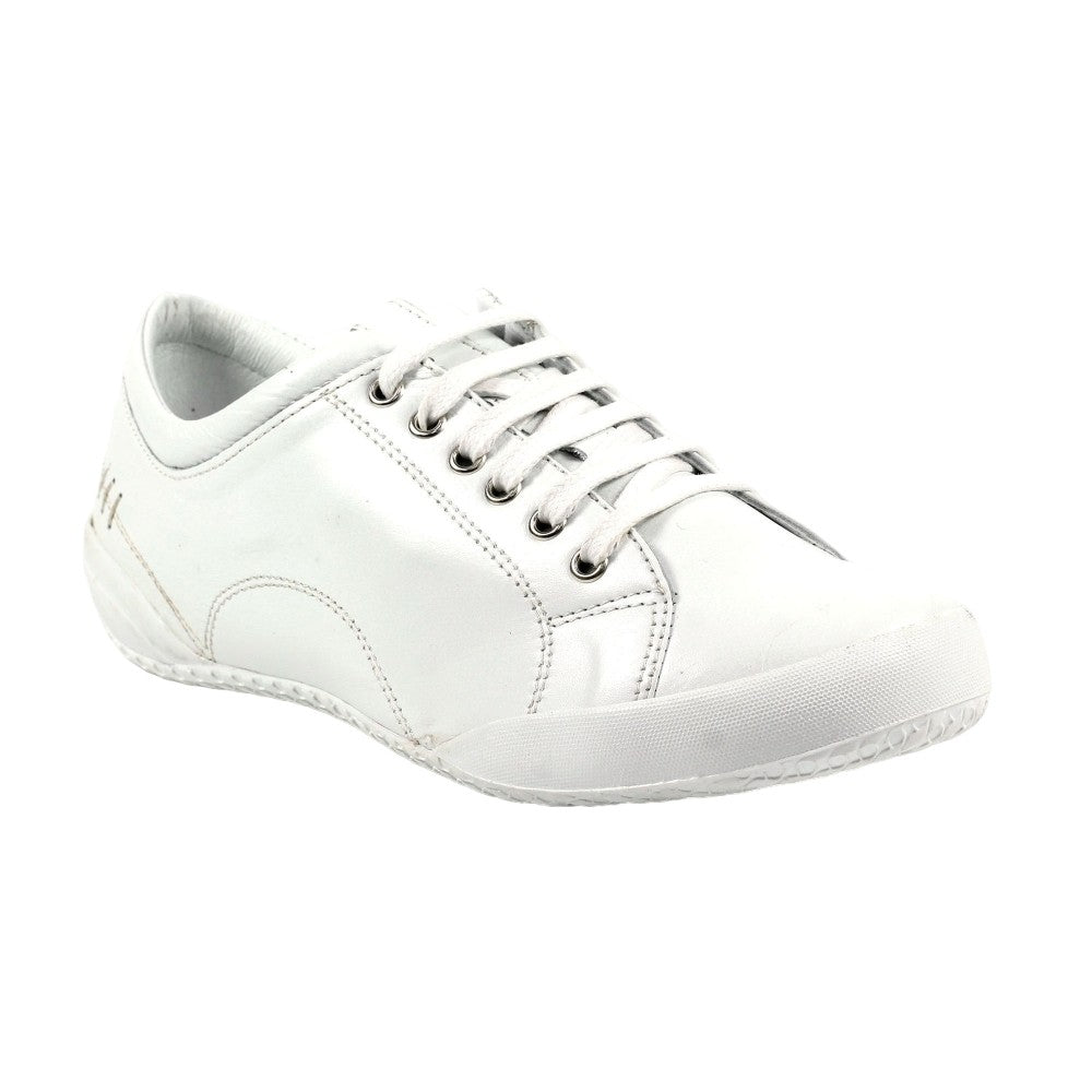 White - Front - Lunar Womens-Ladies Carrick II Leather Trainers