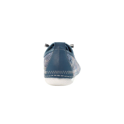 Blue - Back - Lunar Womens-Ladies Hydro Leather Plimsolls