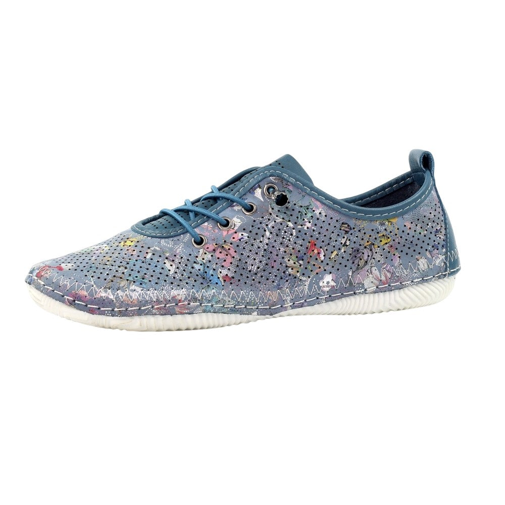 Blue - Side - Lunar Womens-Ladies Hydro Leather Plimsolls