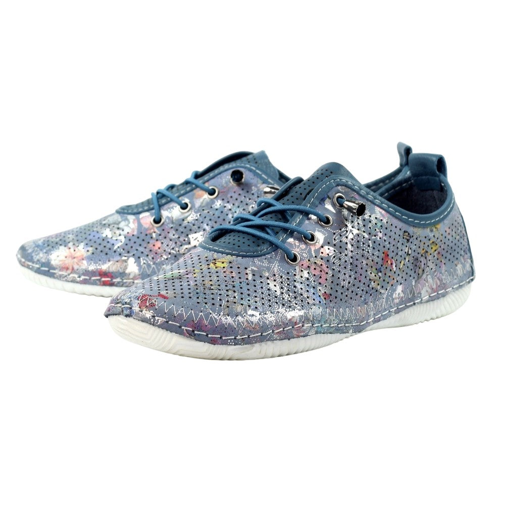 Blue - Front - Lunar Womens-Ladies Hydro Leather Plimsolls