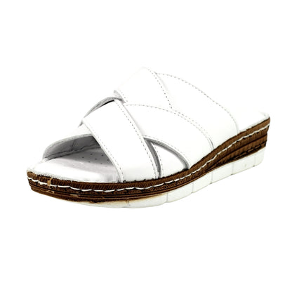 White - Side - Lunar Womens-Ladies Gwen Leather Sandals