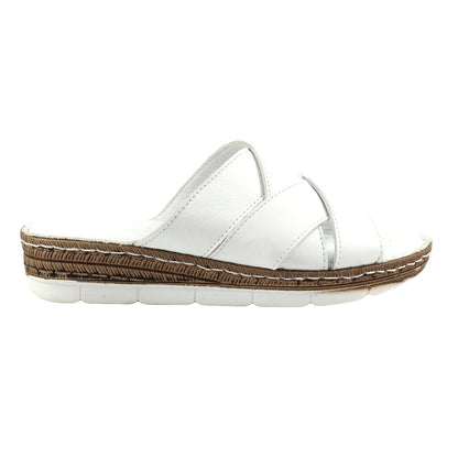 White - Lifestyle - Lunar Womens-Ladies Gwen Leather Sandals