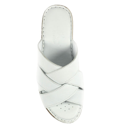 White - Pack Shot - Lunar Womens-Ladies Gwen Leather Sandals