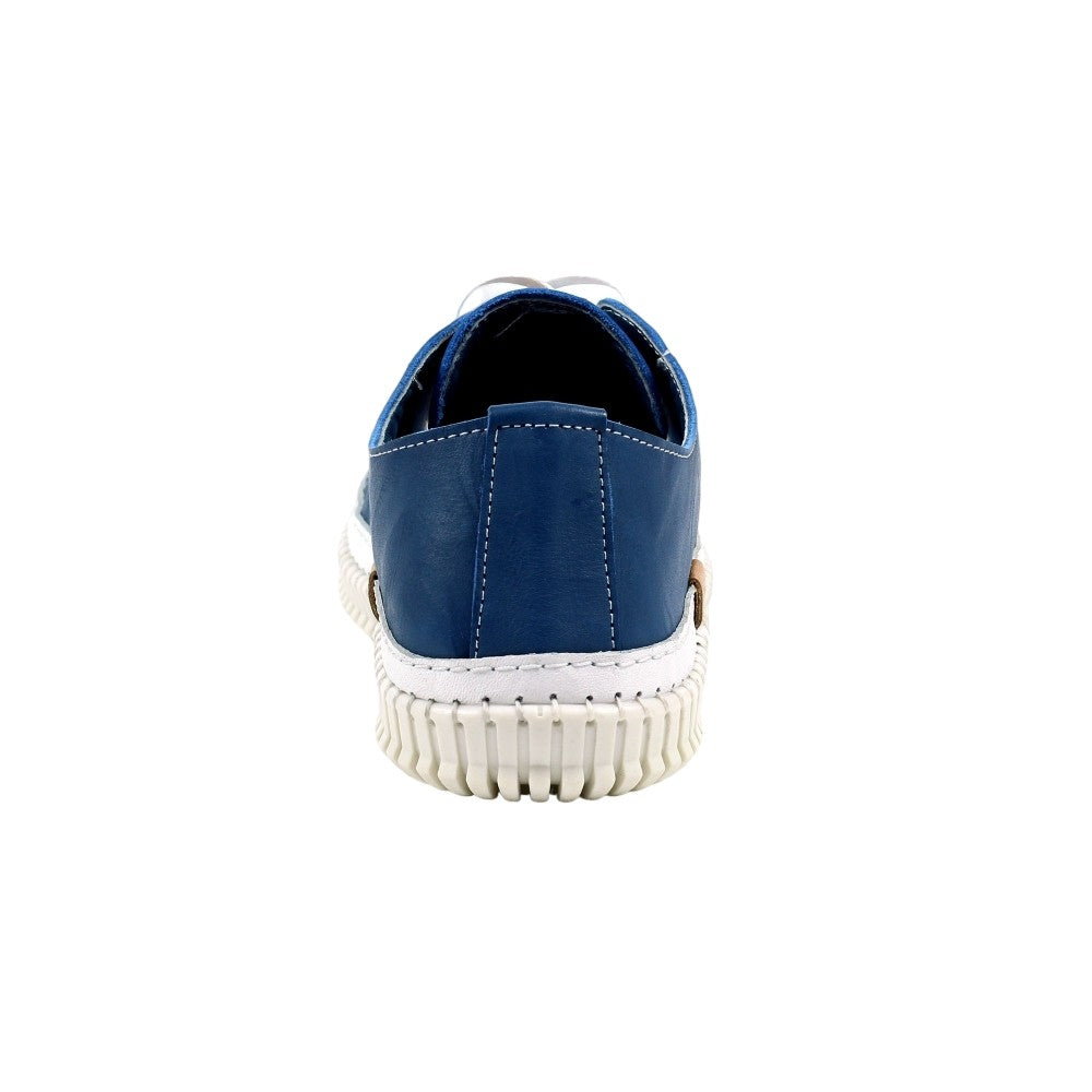 Blue - Back - Lazy Dogz Womens-Ladies Truffle Leather Shoes