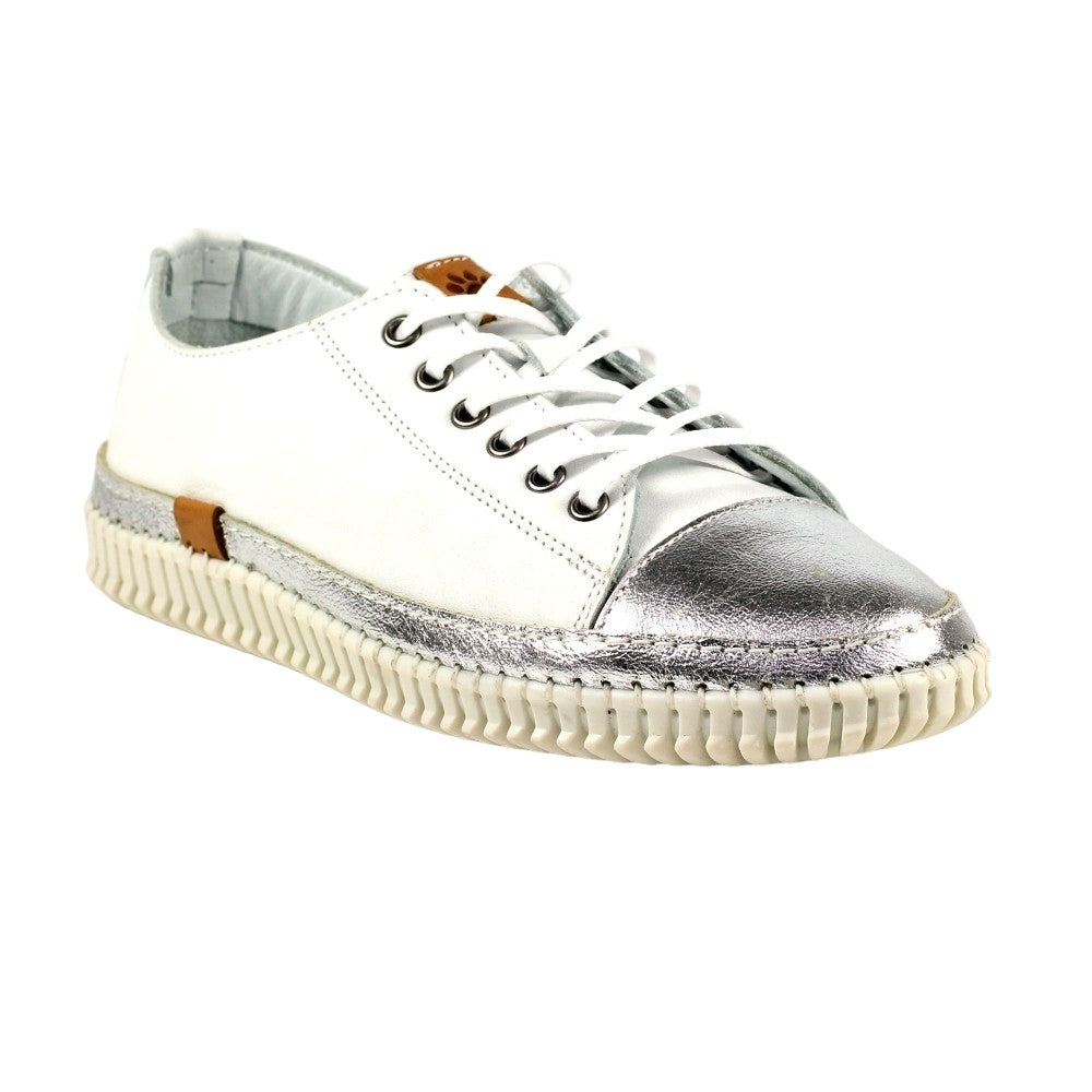 White - Front - Lazy Dogz Womens-Ladies Truffle Leather Shoes