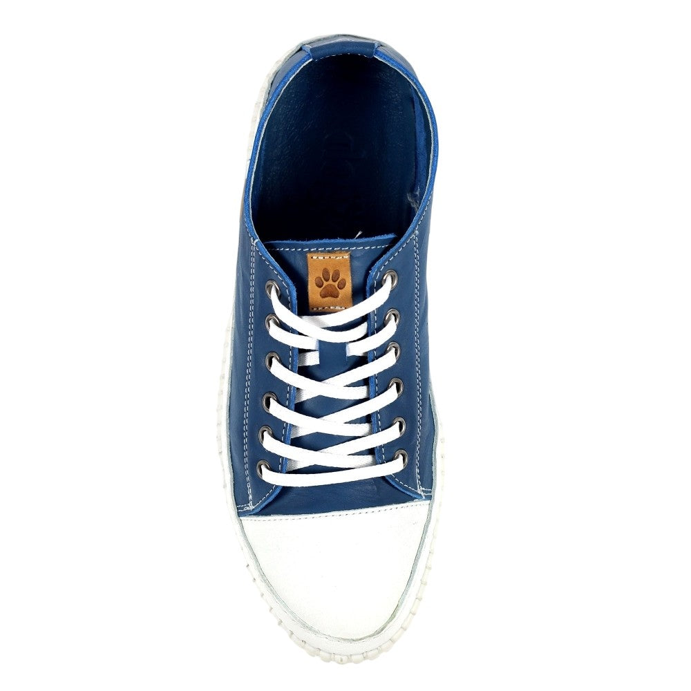 Blue - Side - Lazy Dogz Womens-Ladies Truffle Leather Shoes