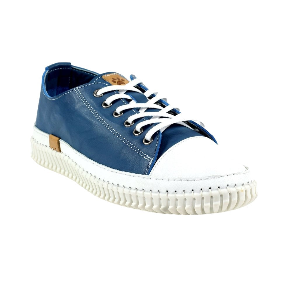 Blue - Front - Lazy Dogz Womens-Ladies Truffle Leather Shoes
