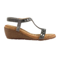 Pewter - Side - Lunar Womens-Ladies Macie Wedge Sandals