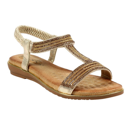 Gold - Front - Lunar Womens-Ladies Esta Sandals
