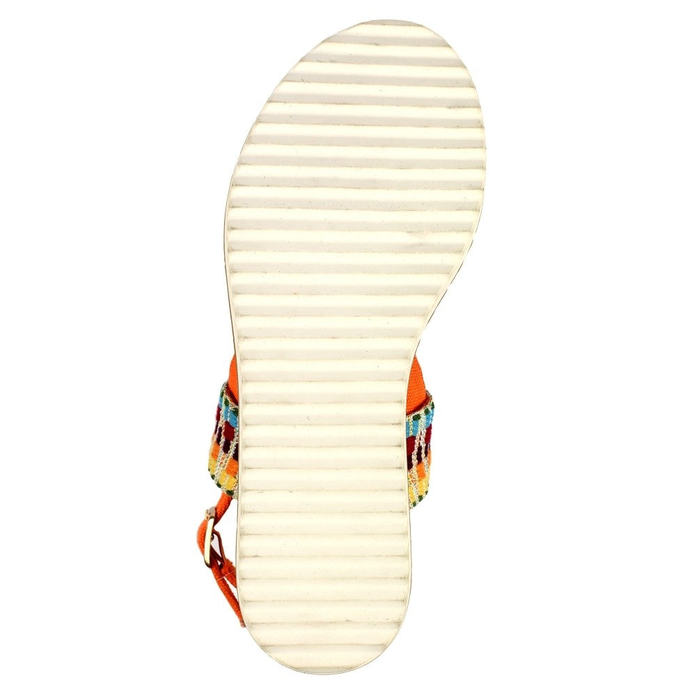 Orange - Side - Lunar Womens-Ladies Denny Sandals