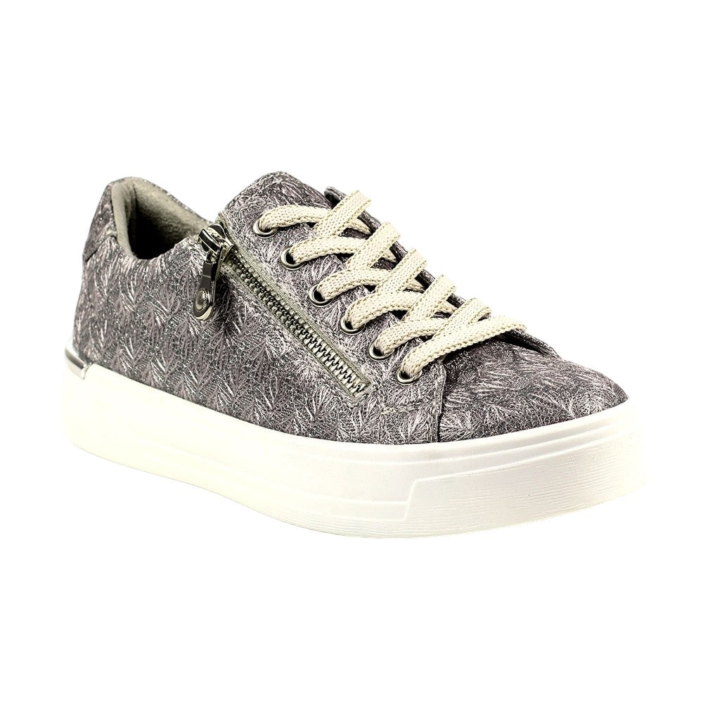 Pewter - Front - Lunar Womens-Ladies Layne Pewter Effect Trainers