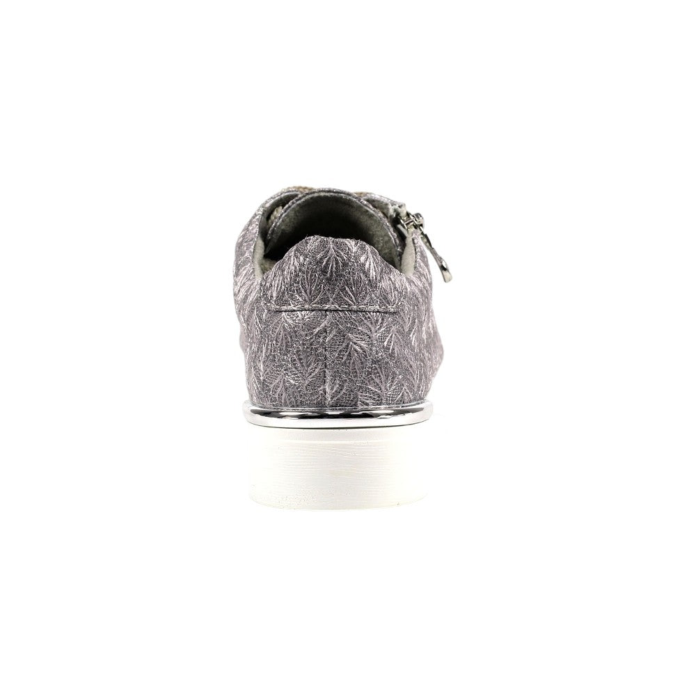 Ladies Layne Pewter Trainer Shoes - Synthetic Leather Low Top Sneakers, Round Toe, Lace-Up - View #9