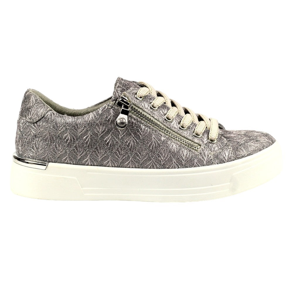 Pewter - Side - Lunar Womens-Ladies Layne Pewter Effect Trainers