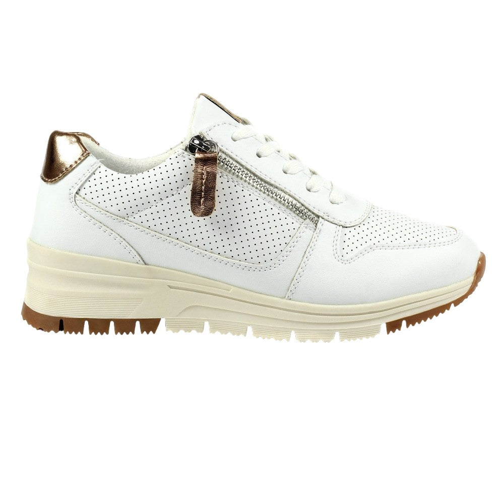 White - Side - Lunar Womens-Ladies Verona III Suede Trainers