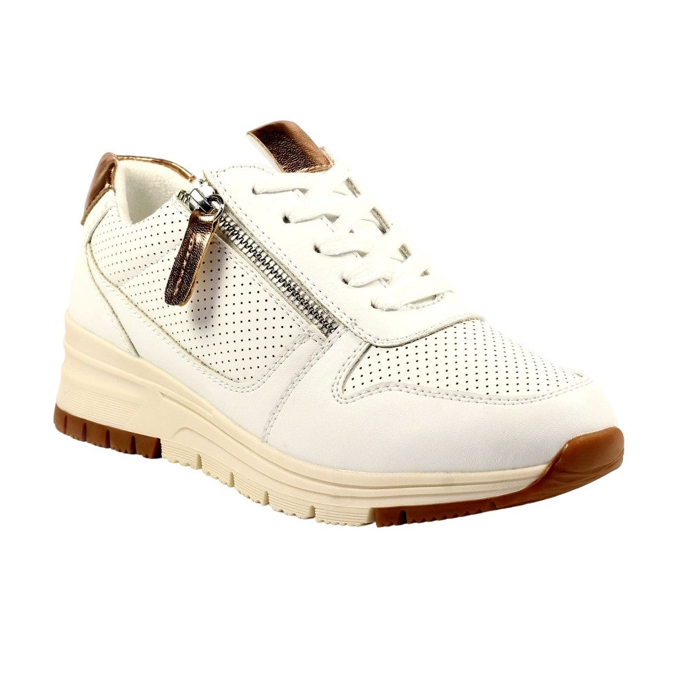 White - Front - Lunar Womens-Ladies Verona III Suede Trainers