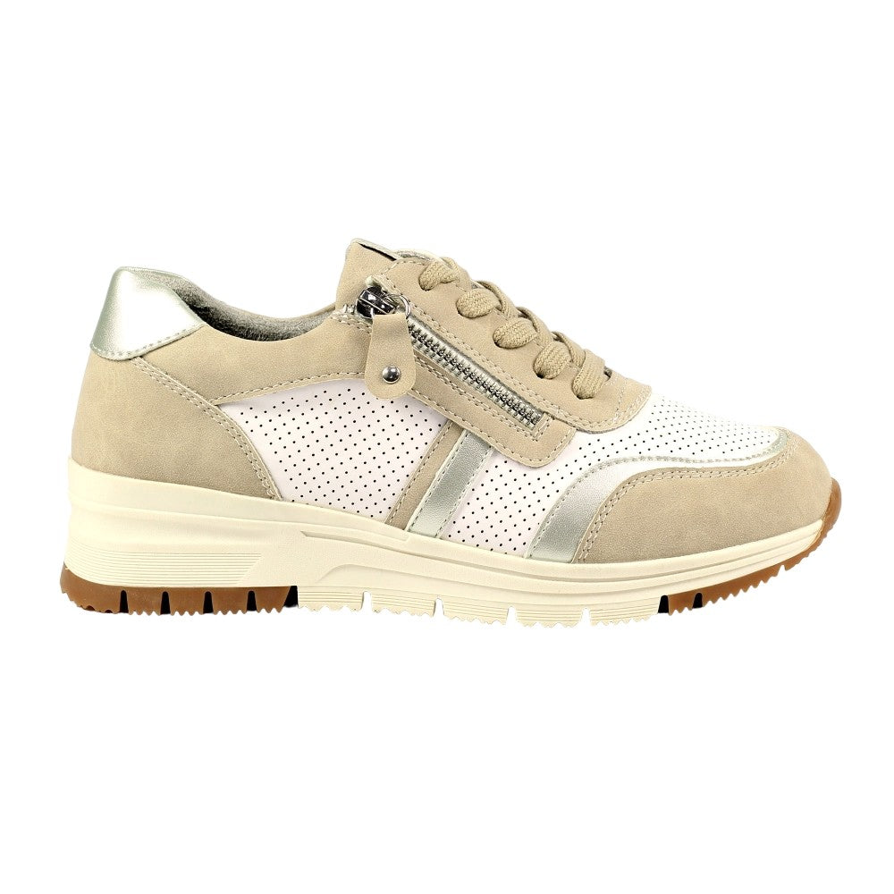 Beige - Lifestyle - Lunar Womens-Ladies Bartelli Suede Trainers
