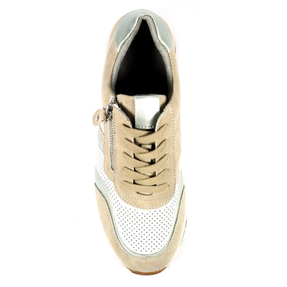Beige - Pack Shot - Lunar Womens-Ladies Bartelli Suede Trainers