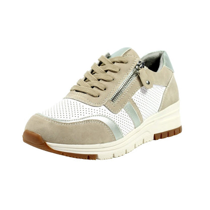 Beige - Close up - Lunar Womens-Ladies Bartelli Suede Trainers