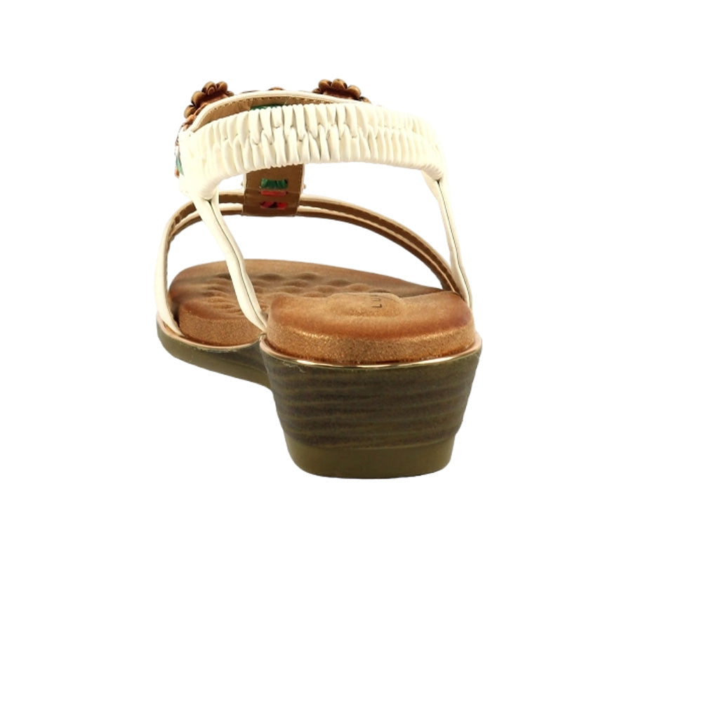White - Back - Lunar Womens-Ladies Frankie Low Wedge Sandals