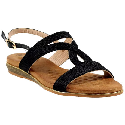 Black - Front - Lunar Womens-Ladies Lisia Sandals