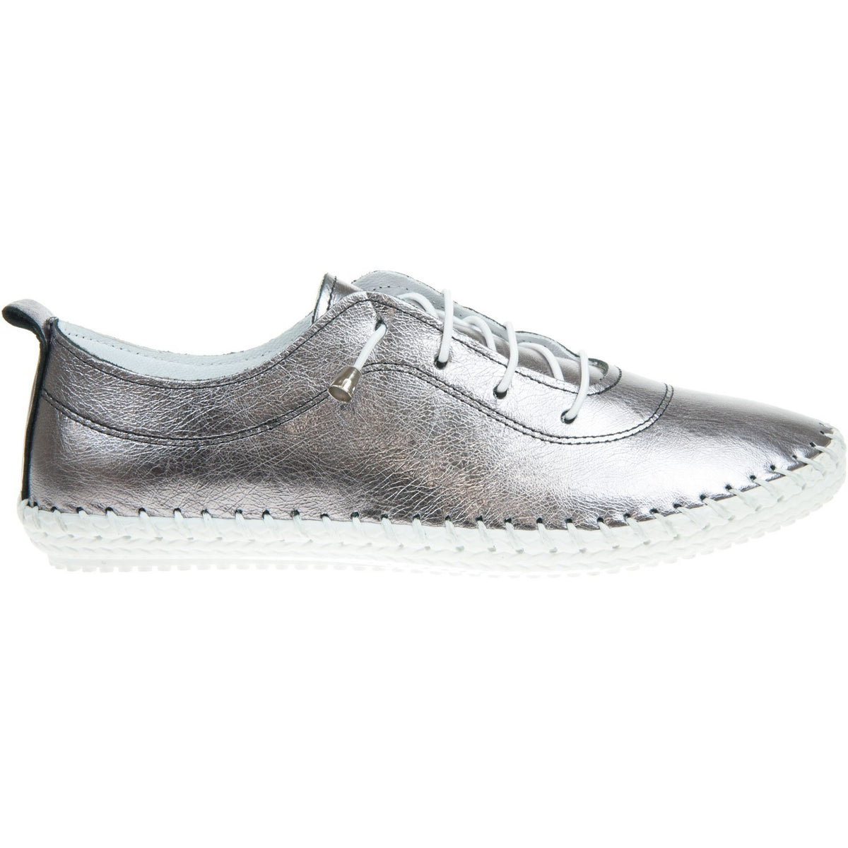 Gold - Side - Lunar Womens-Ladies St Ives Metallic Leather Plimsolls