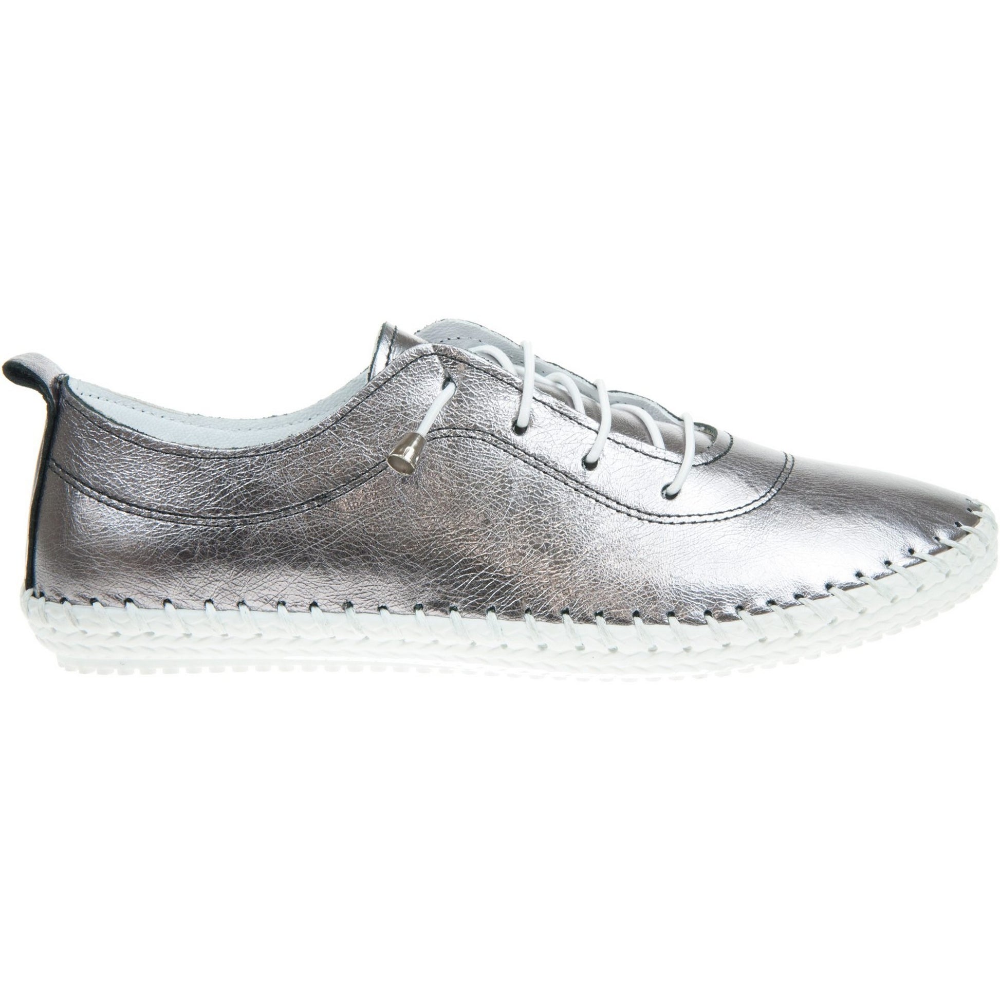 Gold - Side - Lunar Womens-Ladies St Ives Metallic Leather Plimsolls