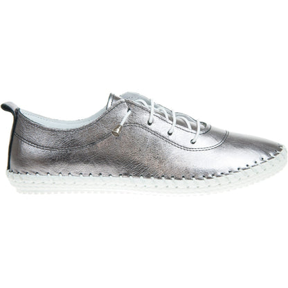 Gold - Side - Lunar Womens-Ladies St Ives Metallic Leather Plimsolls