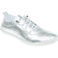 Silver - Front - Lunar Womens-Ladies St Ives Metallic Leather Plimsolls