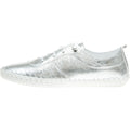 Silver - Side - Lunar Womens-Ladies St Ives Metallic Leather Plimsolls