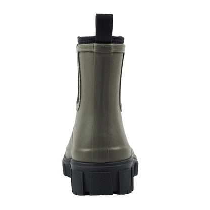 Olive - Back - Lazy Dogz Womens-Ladies Lake Ankle Wellington Boots