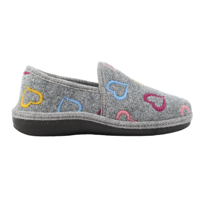 Grey - Side - Lunar Womens-Ladies Joyful Slippers