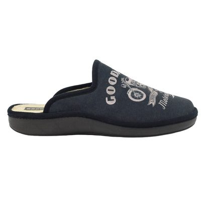 Grey - Side - Goodyear Mens Huxley Mule Slippers