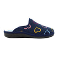 Navy - Side - Lunar Womens-Ladies Love Mule Slippers