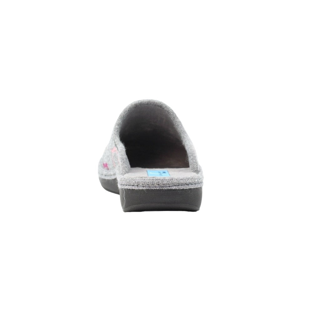 Grey - Back - Lunar Womens-Ladies Love Mule Slippers