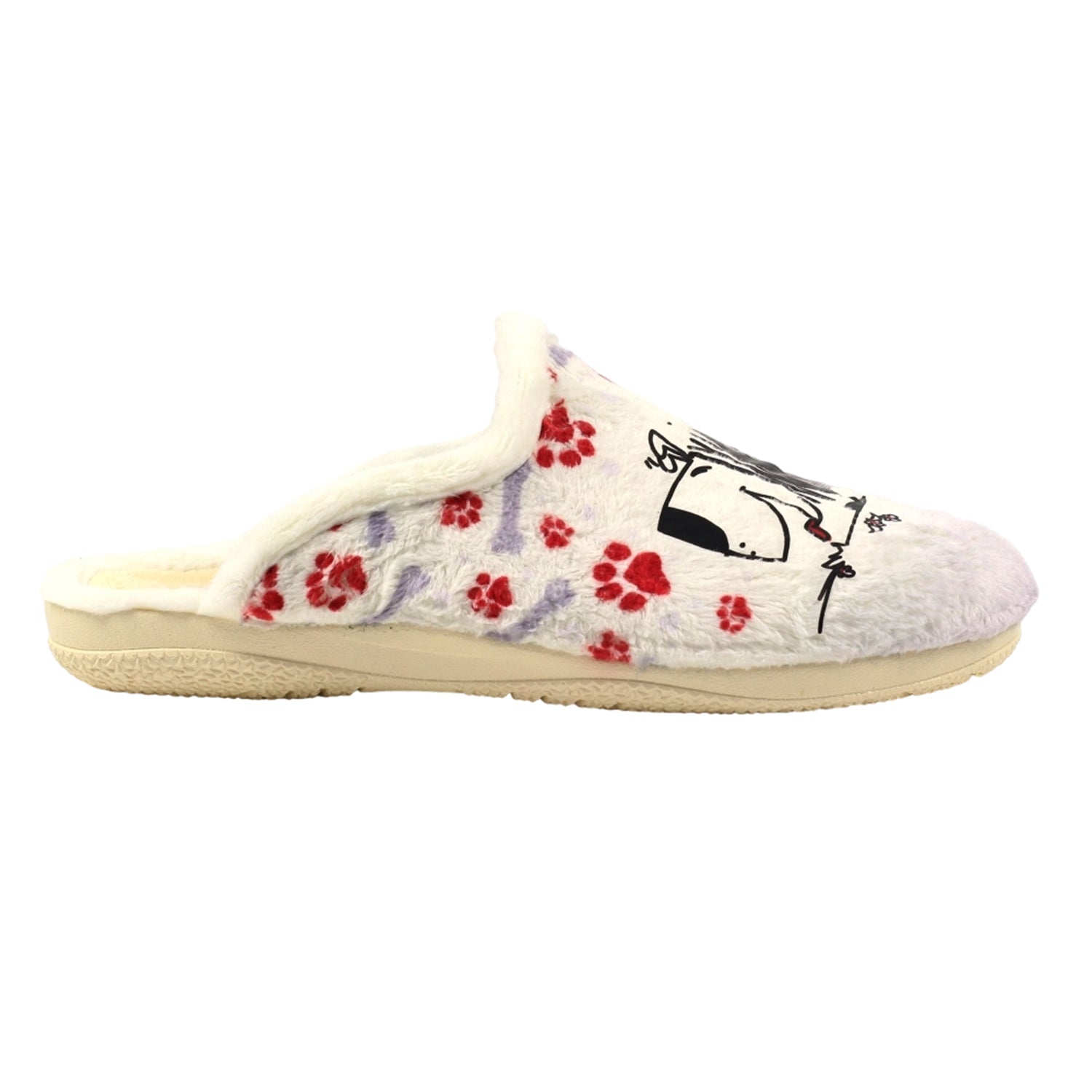 White - Side - Lazy Dogz Womens-Ladies Eternity Mule Slippers