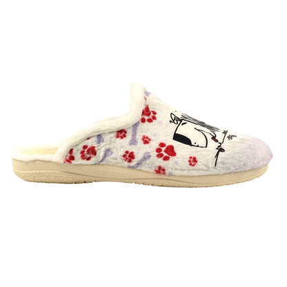 White - Side - Lazy Dogz Womens-Ladies Eternity Mule Slippers