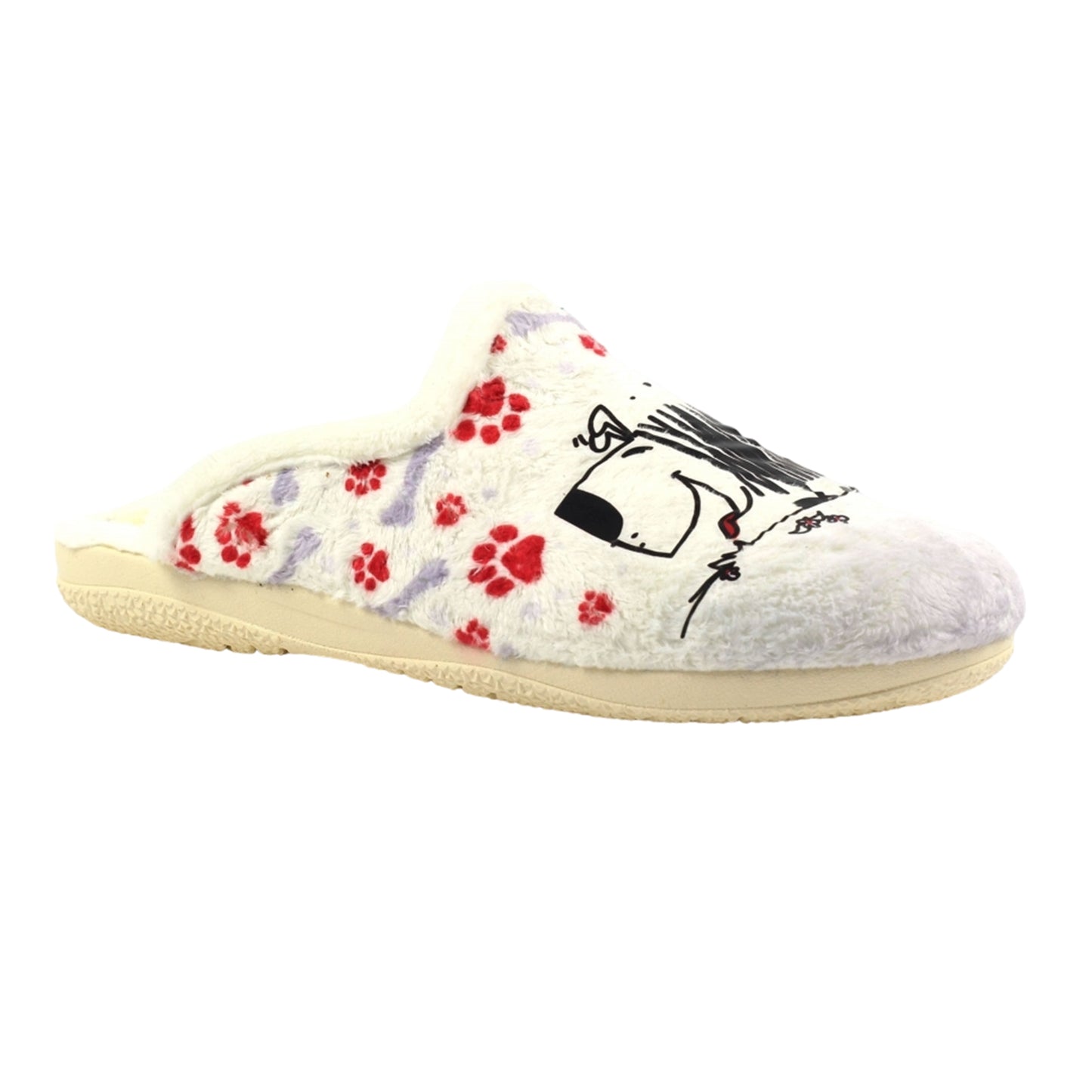 White - Front - Lazy Dogz Womens-Ladies Eternity Mule Slippers