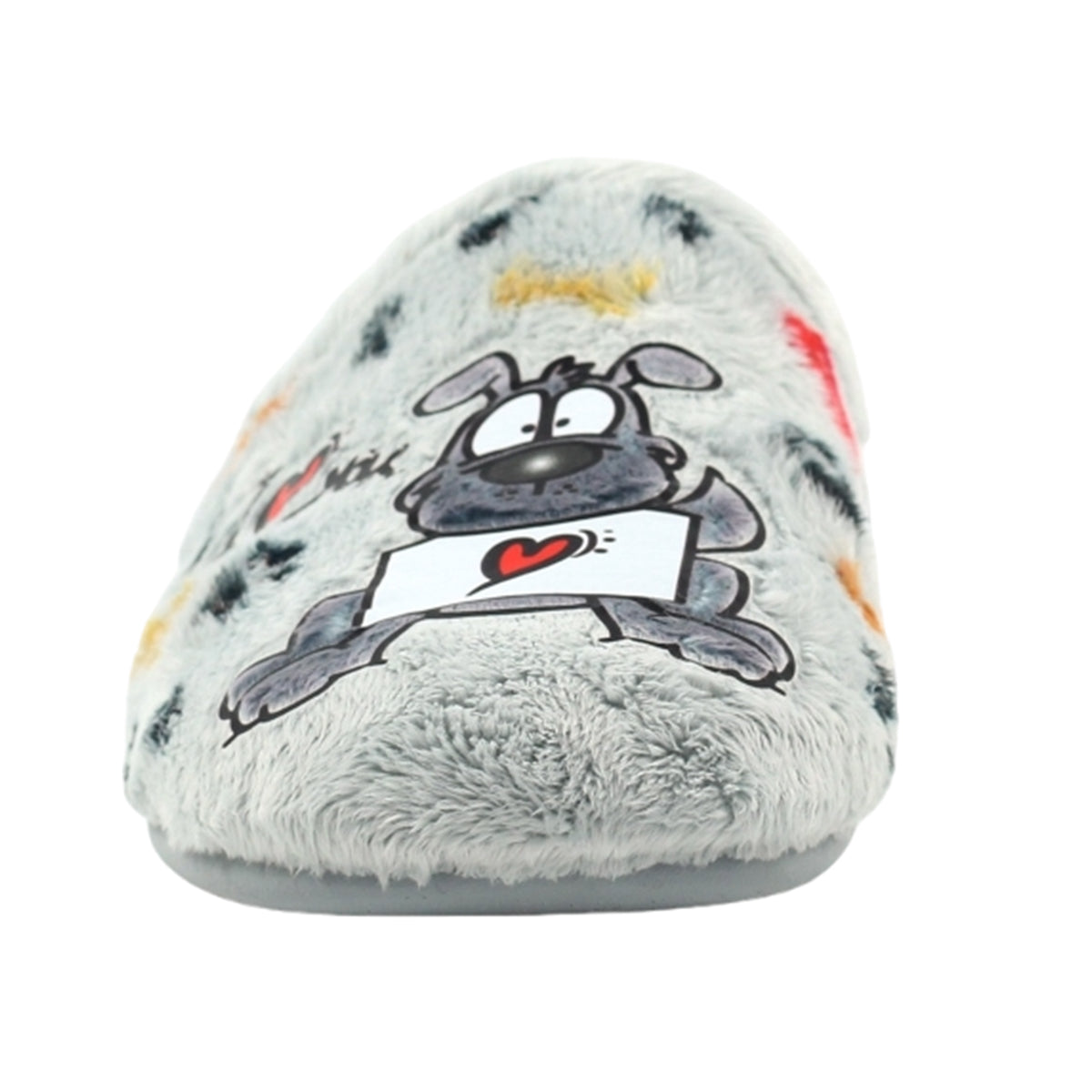 Grey - Side - Lazy Dogz Womens-Ladies Euphoria Mule Slippers