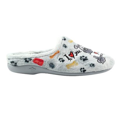 Grey - Lifestyle - Lazy Dogz Womens-Ladies Euphoria Mule Slippers
