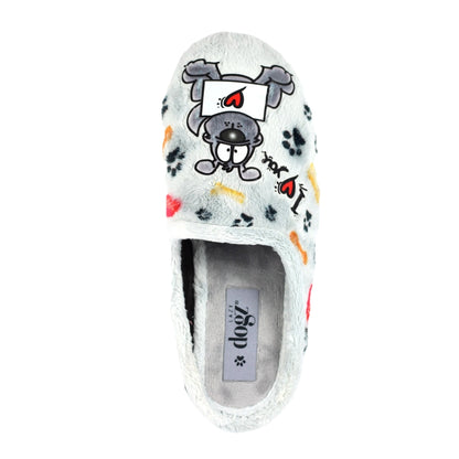 Grey - Pack Shot - Lazy Dogz Womens-Ladies Euphoria Mule Slippers