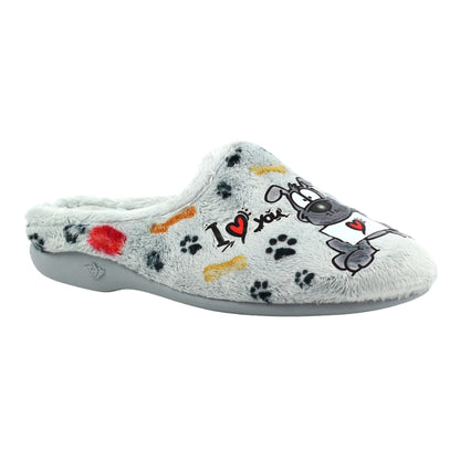 Grey - Front - Lazy Dogz Womens-Ladies Euphoria Mule Slippers