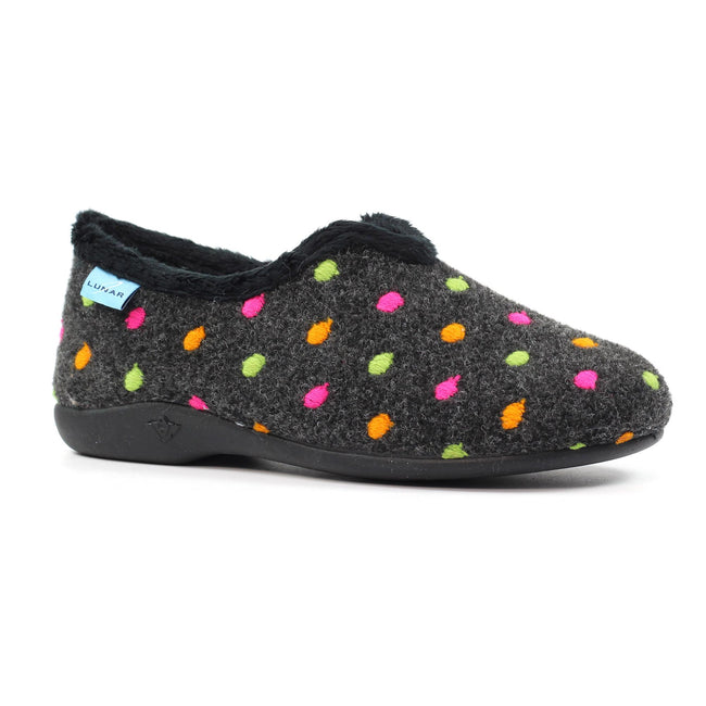 Black - Front - Lunar Womens-Ladies Studio Slippers