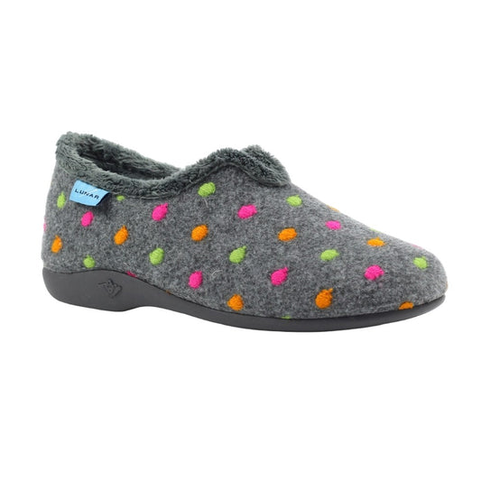Grey - Front - Lunar Womens-Ladies Studio Slippers
