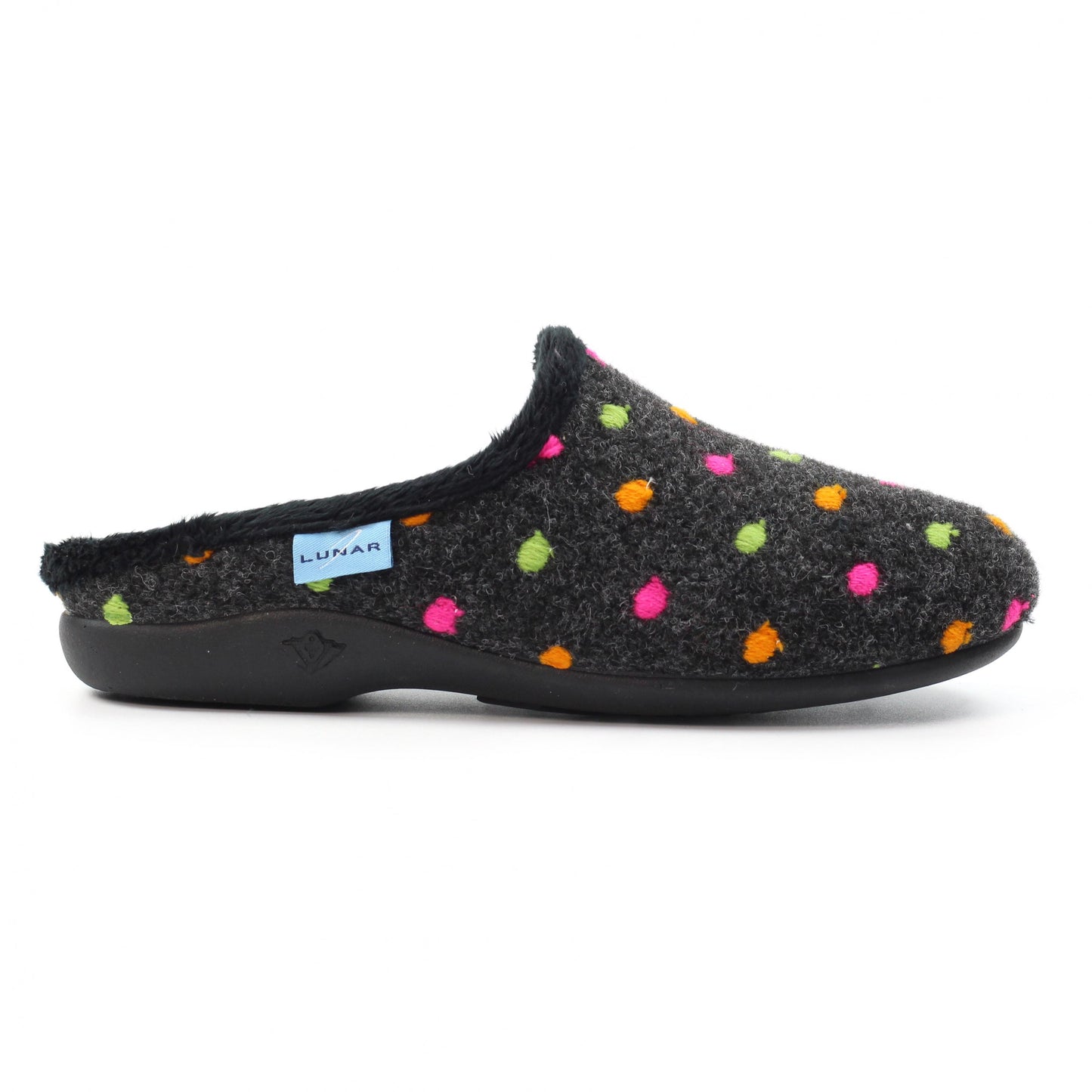 Black - Back - Lunar Womens-Ladies Peanut Mule Slippers