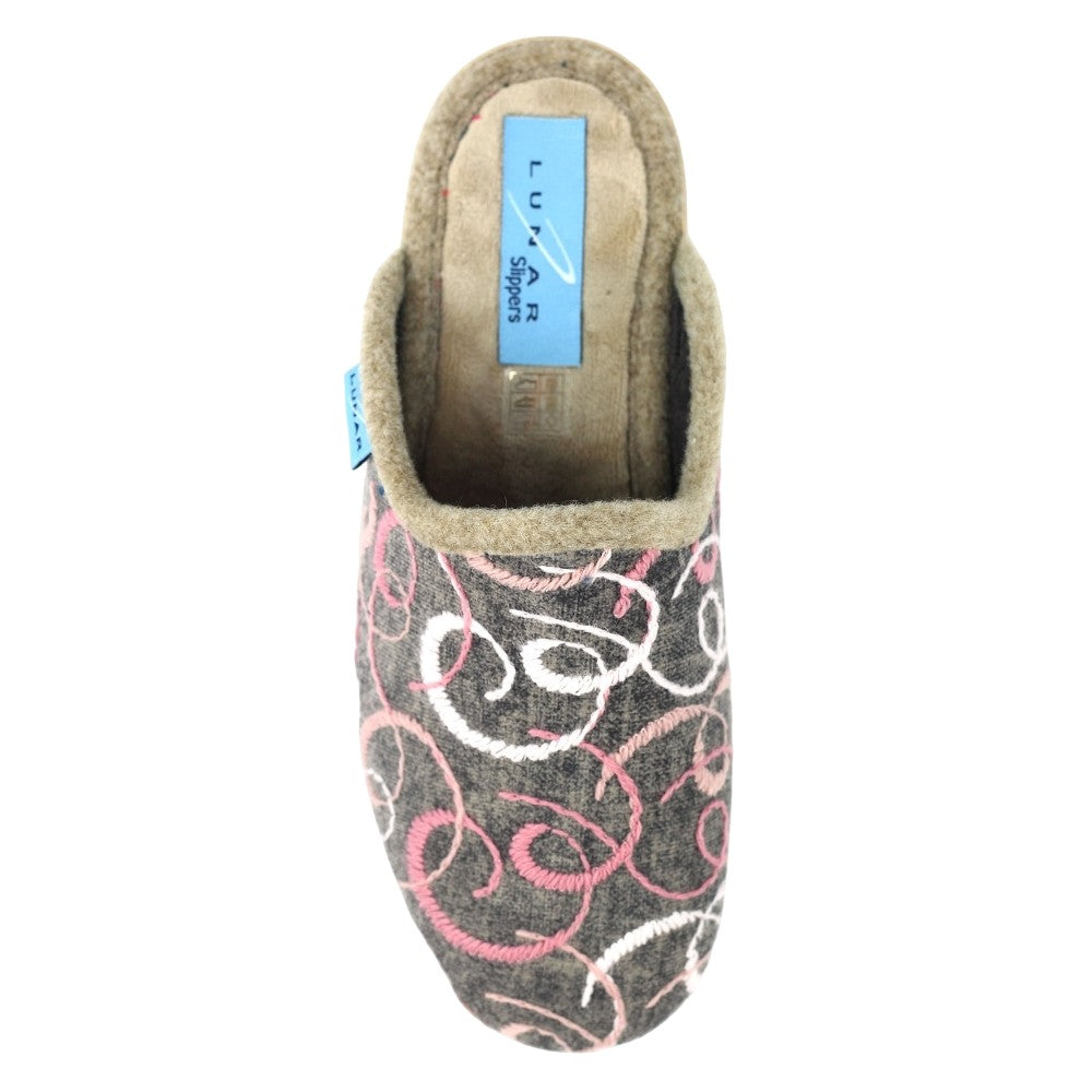 Grey - Lifestyle - Lunar Womens-Ladies Erin II Mule Slippers