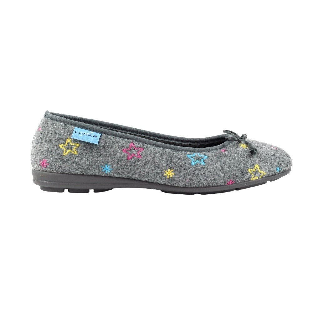 Grey - Side - Lunar Womens-Ladies Berry Pumps