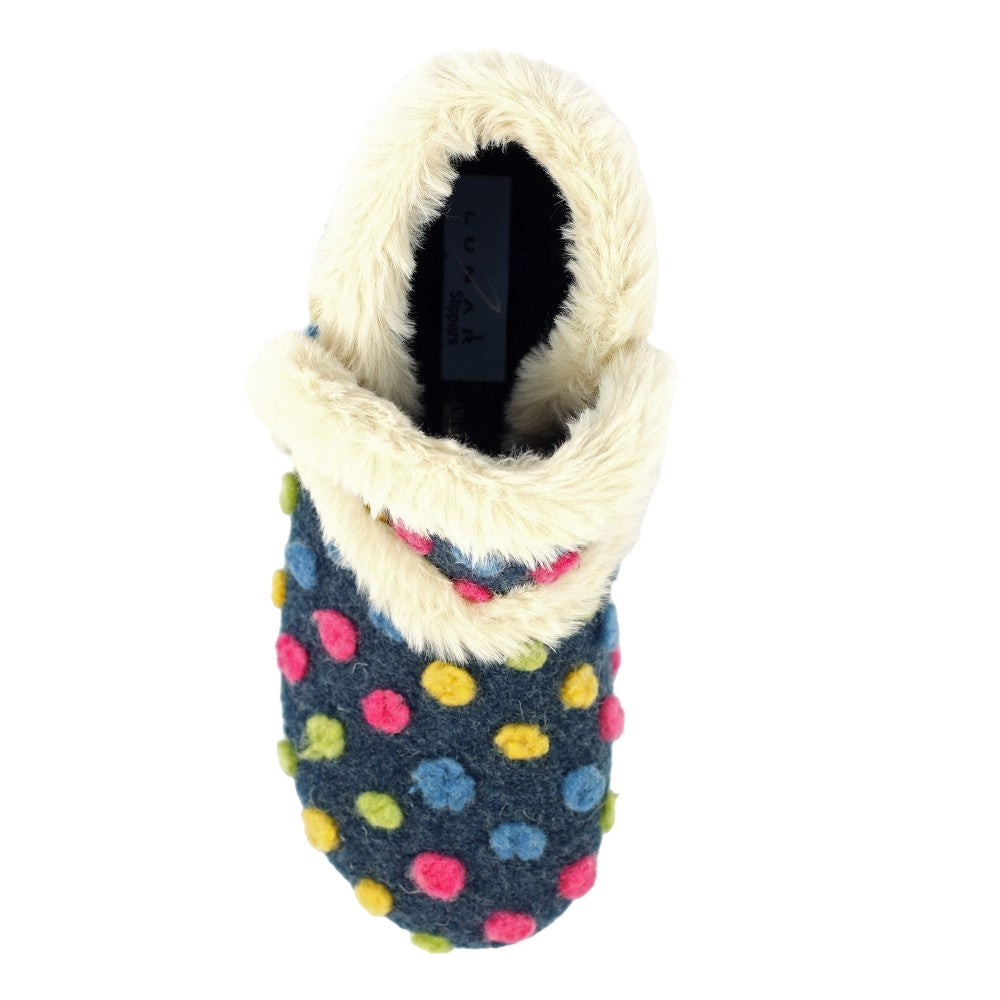 Navy - Close up - Lunar Womens-Ladies Latte Slipper Boots